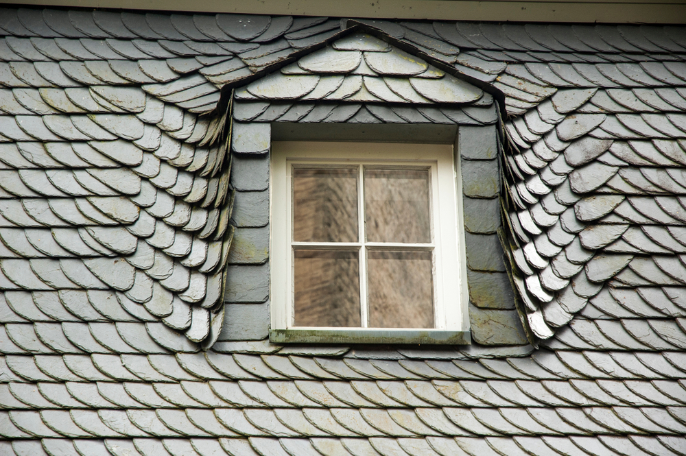 Slate,roof,and,window,in,castle,in,kusel,,germany